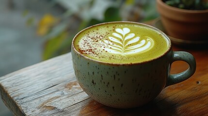Green matcha latte art