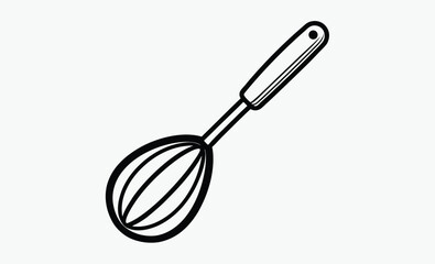 mixing spoon icon, kitchen utensil silhouette, cooking tool vector
