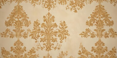 Subtle gold damask on cream backdrop  Luxurious classical wallpaper texture , rich, golden