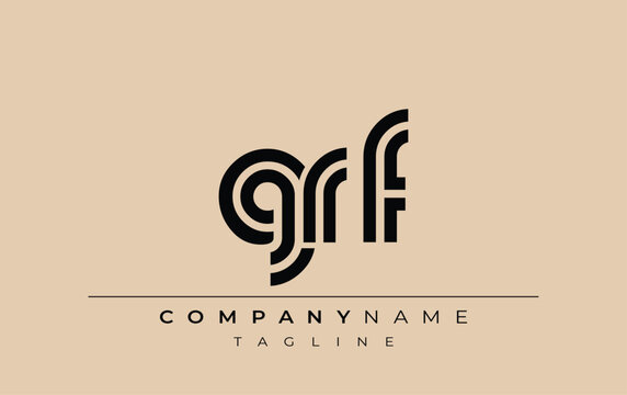 GRF Creative Unique Modern Letter Logo Design. Stylized logo featuring a unique letter design, presenting abstract minimalist aesthetics and modern appeal.