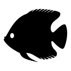 wolf fish vector silhouette icon - ideal for fishing logos, seafood icons, and aquatic-themed graphics.