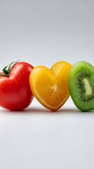 heart shaped fruits on a minimalist background