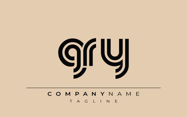 GRY Creative Unique Modern Letter Logo Design. Stylized logo featuring a unique letter design, presenting abstract minimalist aesthetics and modern appeal.