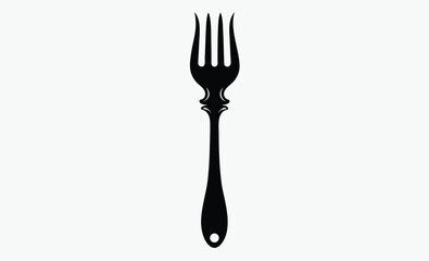 fork icon silhouette, dining utensil vector