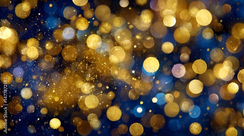 Poster luxurious glow of golden bokeh enhances the deep navy backdrop, creating a celebratory atmosphere id