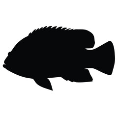 wrasse vector silhouette icon - ideal for fishing logos, seafood icons, and aquatic-themed graphics.