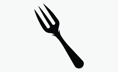 fork icon silhouette, dining utensil vector