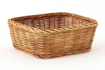 Obraz premium Empty woven wicker basket. Natural tones and textures.