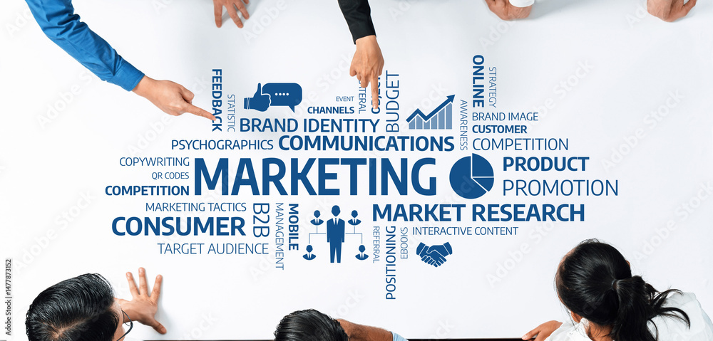 Poster a diverse team collaborates on marketing strategies, showcasing various concepts and focusing on bra
