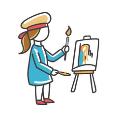 woman artist painting icon, woman artist painting vector illustration-simple illustration of woman artist painting, perfect for woman artist painting logos and icons