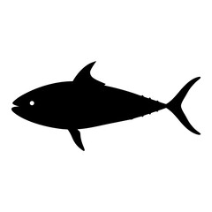 yellowfin tuna vector silhouette icon - ideal for fishing logos, seafood icons, and aquatic-themed graphics.