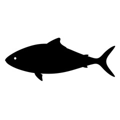 yellowtail vector silhouette icon - ideal for fishing logos, seafood icons, and aquatic-themed graphics.