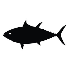 yellowfin tuna vector silhouette icon - ideal for fishing logos, seafood icons, and aquatic-themed graphics.