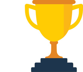 Gold Trophy Cup Flat Icon for Winner and Achievement