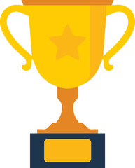 Gold Trophy Cup Flat Icon for Winner and Achievement