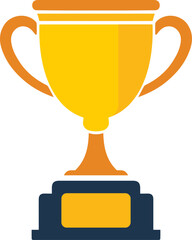 Gold Trophy Cup Flat Icon for Winner and Achievement