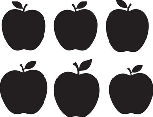 apple silhouette vector set, apple icon vector illustration