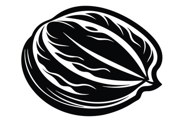 Black and White Graphic Illustration Depicting a Savoy Cabbage Head Close Up View