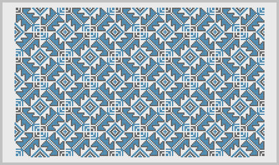Seamless traditional decorative ornament from southern Ukraine, pattern in blue and black
