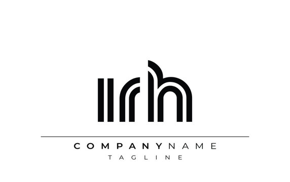 IRH Creative Unique Modern Letter Logo Design. Stylized logo featuring a unique letter design, presenting abstract minimalist aesthetics and modern appeal.