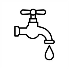 Water tap Icon. Symbol isolated white background. vector illustration. color editable.