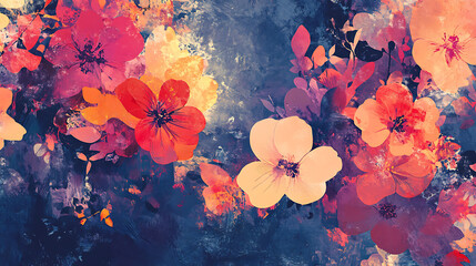 Abstract floral background with vivid colors painting style botanical art and contemporary design