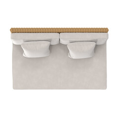 Outdoor Rattan Sofa with Cushions – Top View.