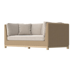Outdoor Rattan Sofa Angled View Isolated.