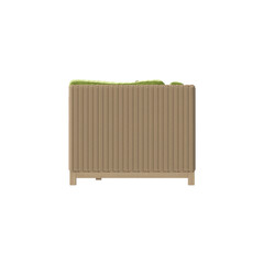Outdoor Rattan Sofa Side View Isolated.