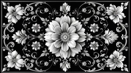 black and white vector arabsque pattern, simple and elegant, ornate
