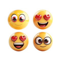 3d emoji faces with heart eyes expressing joy and love