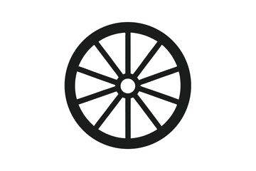 Fototapeta premium Black and White Illustration of a Round Wheel with Eight Spokes Design