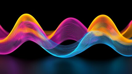 Vibrantly colored abstract digital lines form a complex wavy pattern suggesting dynamic energy flow or modern technological data.