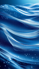 Flowing blue waves with sparkling highlights create serene