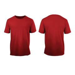 Front And Back View Of Red Short Sleeved  isolated on a transparent background