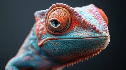 Fototapeta premium Close up colorful chameleon. Tropical wildlife animal. Color changing.