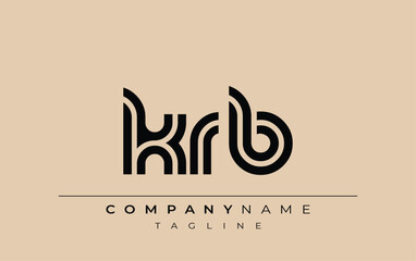 KRB Creative Unique Modern Letter Logo Design. Stylized logo featuring a unique letter design, presenting abstract minimalist aesthetics and modern appeal.