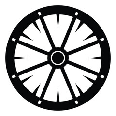 Fototapeta premium Intricate Black Circular Wheel with Spokes Design for Graphics Projects and Decor