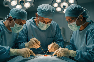 Medical staff busy in operation at the operating theater (OT). 