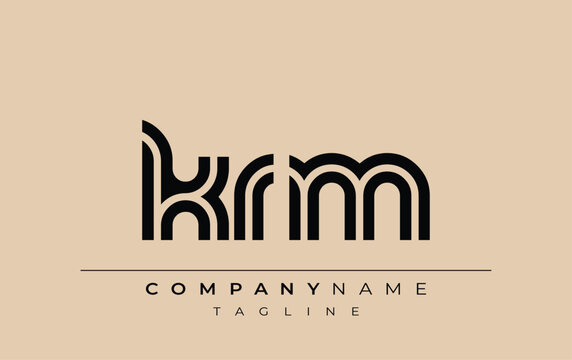 KRM Creative Unique Modern Letter Logo Design. Stylized logo featuring a unique letter design, presenting abstract minimalist aesthetics and modern appeal.