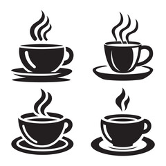 Coffee cup silhouette vector illustration art bundle set