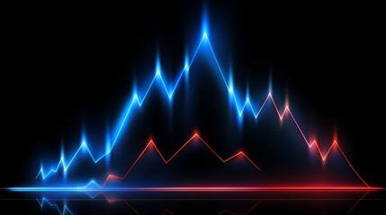 Colorful graph with red and blue lines that are connected to each other. The graph is in the middle of a black background
