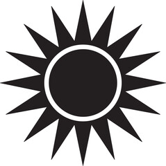 Sun Icon Silhouette Vector | Radiant Black Vector Art Illustration for Summer