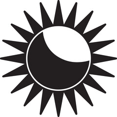 Sun Icon Silhouette Vector | Radiant Black Vector Art Illustration for Summer