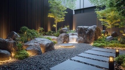 Tranquil urban oasis with zen garden design