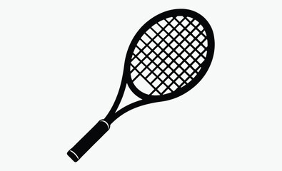 Tennis racket silhouette, Tennis logo icon, Racket vector isolated
