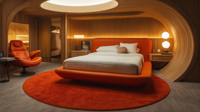 Cozy bedroom with smart IoT controls and voice assistant for weather, news, and comfort.