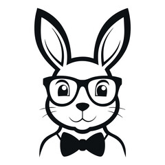 Stylish Rabbit with Glasses and Bow Tie, Perfect for Easter or Spring Design