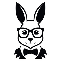 Stylish Rabbit with Glasses and Bow Tie, Perfect for Easter or Spring Design