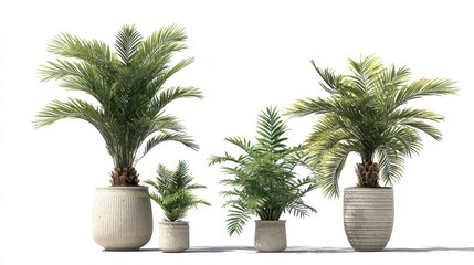 Fototapeta premium Lush Green Indoor Plants in Decorative Pots for Modern Home Design and Aesthetic Interior Decoration Ideas with Natural Elements